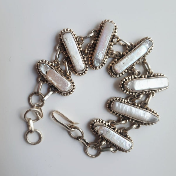 Mother of Pearl and Silver Bracelet